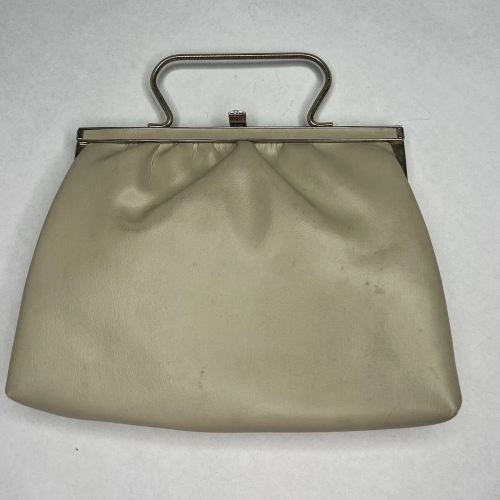 Vintage‎ 50s 60s Andé Pearlescent Leather Faux Leather Evening Bag Hidden Handle